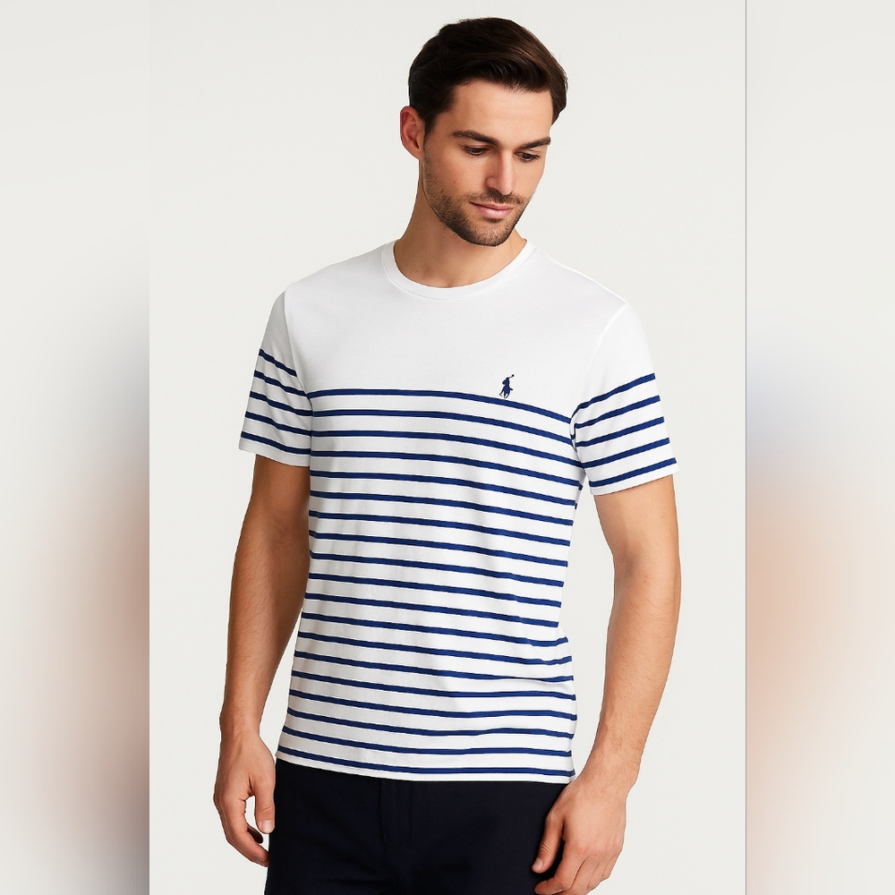 Polo Ralph Lauren Breton Stripe T-Shirt M Custom Slim Fit Nautical French Style